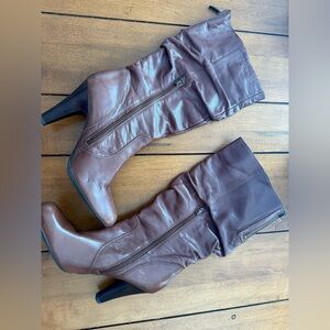 Guess Slouchy Leather Heeled Boots